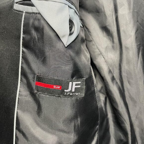 JF J.Ferrar Slim Fit 36 Regular Black Jacquard Tuxedo Blazer - Picture 4 of 8
